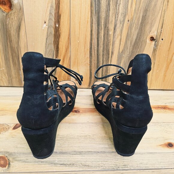 GENTLE SOULS for KENNETH COLE  Black Gladiator Platform Joy Wedge Sandals - Picture 4 of 8